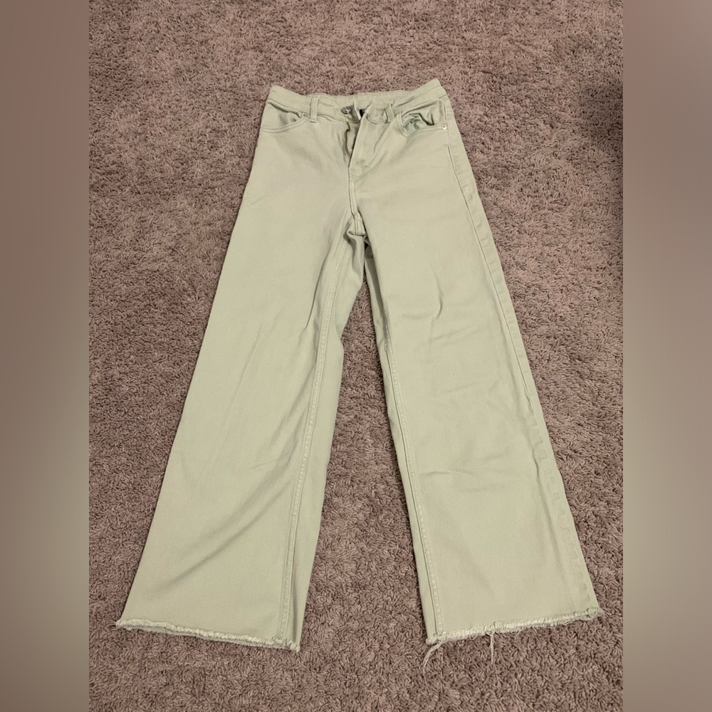 H&M sage green straight high waisted jeans